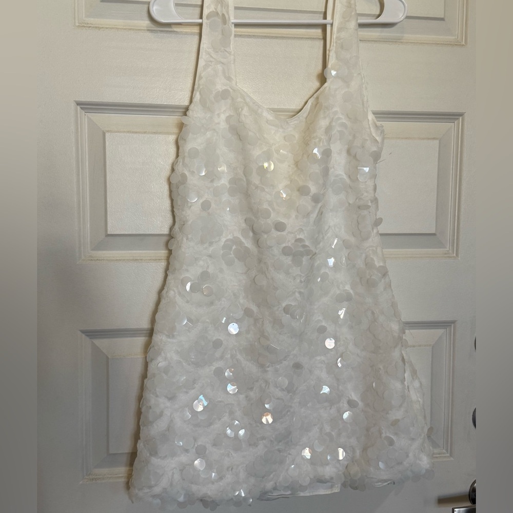 White Sequin Party Dress